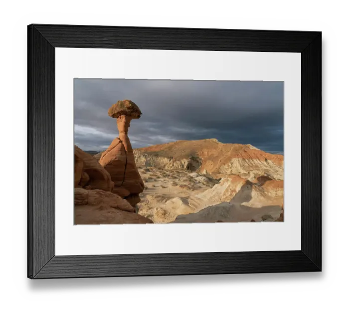 Framed Print : USA, Utah, Grand Staircase Escalante National Monument. Hoodoo formation in Toadstool Hoodoos area Framed Print : USA, Utah, Grand Staircase Escalante National Monument. Hoodoo formation in Toadstool Hoodoos area