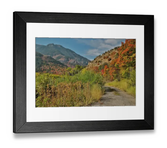 Framed Print : USA, Utah, Highway 89 Logan area in autumn colors with the canyon maple and gravel track Framed Print : USA, Utah, Highway 89 Logan area in autumn colors with the canyon maple and gravel track
