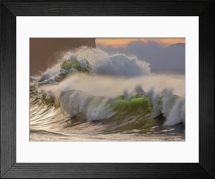 Framed Print : Waves crash at Cape Disappointment State Park, Washington State, USA
