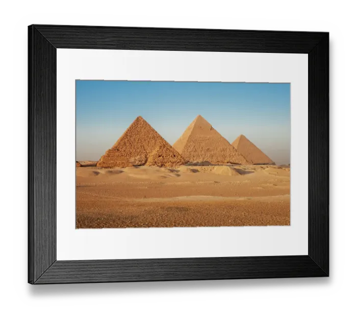 Framed Print : Africa, Egypt, Giza. Classic view of the three Pyramids of Giza Framed Print : Africa, Egypt, Giza. Classic view of the three Pyramids of Giza