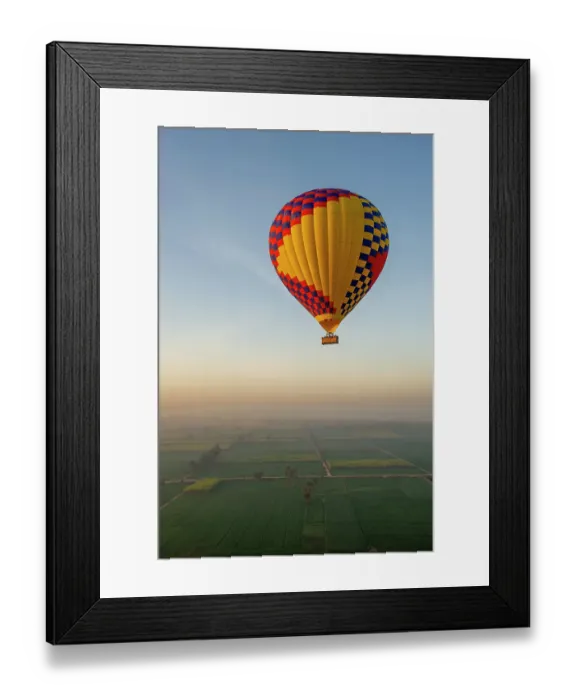 Framed Print : Africa, Egypt, Luxor. Hot air balloon's travel over the Valley of the Kings at sunrise