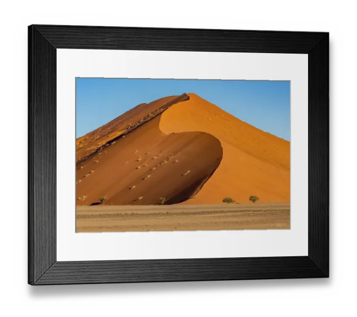 Framed Print : Namib-Naukluft Park, Namibia, Africa. Wide angle landscape view of one of world's tallest sand dunes in the Namib Desert, world's oldest desert Framed Print : Namib-Naukluft Park, Namibia, Africa. Wide angle landscape view of one of world's tallest sand dunes in the Namib Desert, world's oldest desert