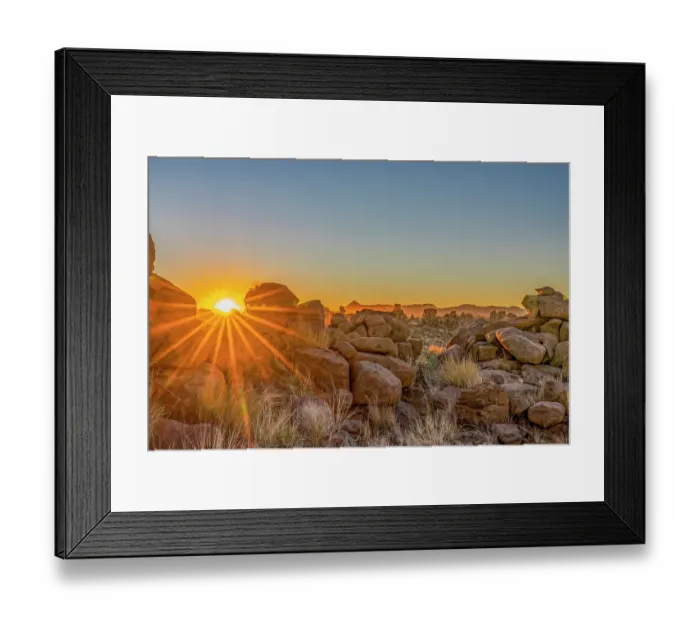 Framed Print : Giant's Playground, Namibia, Africa. Landscape view at sunset of dolerite boulders was formed about 180 million years ago Framed Print : Giant's Playground, Namibia, Africa. Landscape view at sunset of dolerite boulders was formed about 180 million years ago