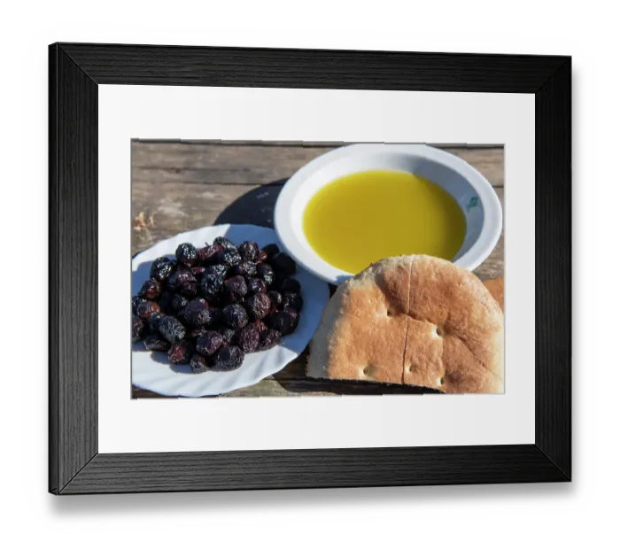 Framed Print : Africa, Tunisia, Zaghouan. Freshly harvested olives paired with olive oil and handmade bread Framed Print : Africa, Tunisia, Zaghouan. Freshly harvested olives paired with olive oil and handmade bread