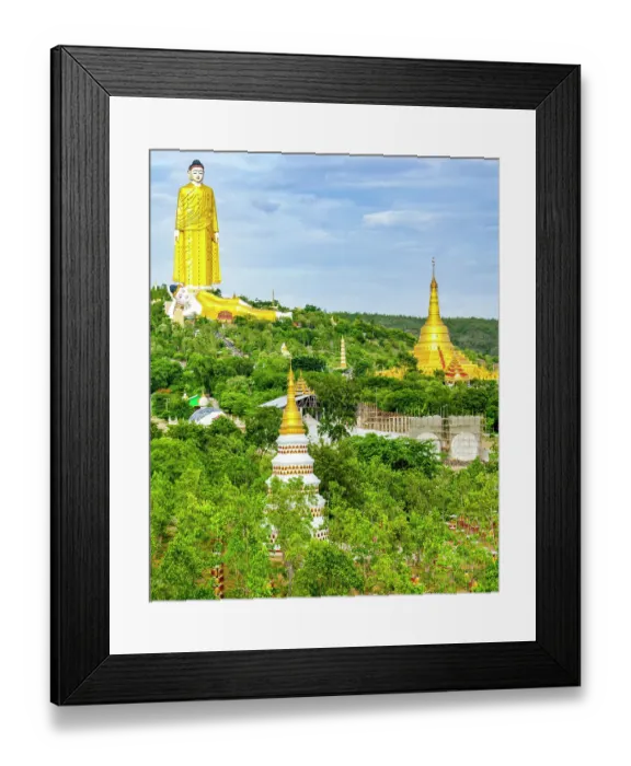 Framed Print : Laykyun Sekkya Buddha, Myanmar. Landscape view of statue built in 1995, to 116 m, 381 ft high with thirty one floors Framed Print : Laykyun Sekkya Buddha, Myanmar. Landscape view of statue built in 1995, to 116 m, 381 ft high with thirty one floors