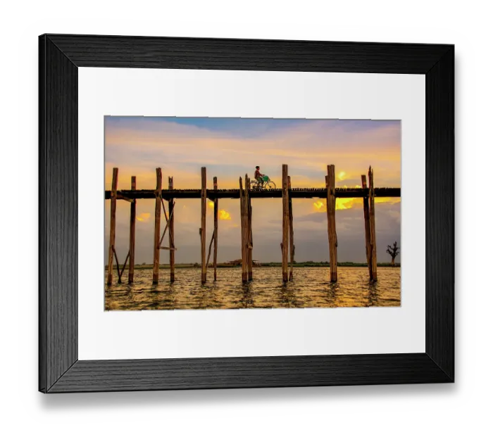 Framed Print : U Bein Bridge, Myanmar. Landscape view of famous bridge built in 1850, oldest and longest teakwood bridge in the world. (Editorial Use Only) Framed Print : U Bein Bridge, Myanmar. Landscape view of famous bridge built in 1850, oldest and longest teakwood bridge in the world. (Editorial Use Only)