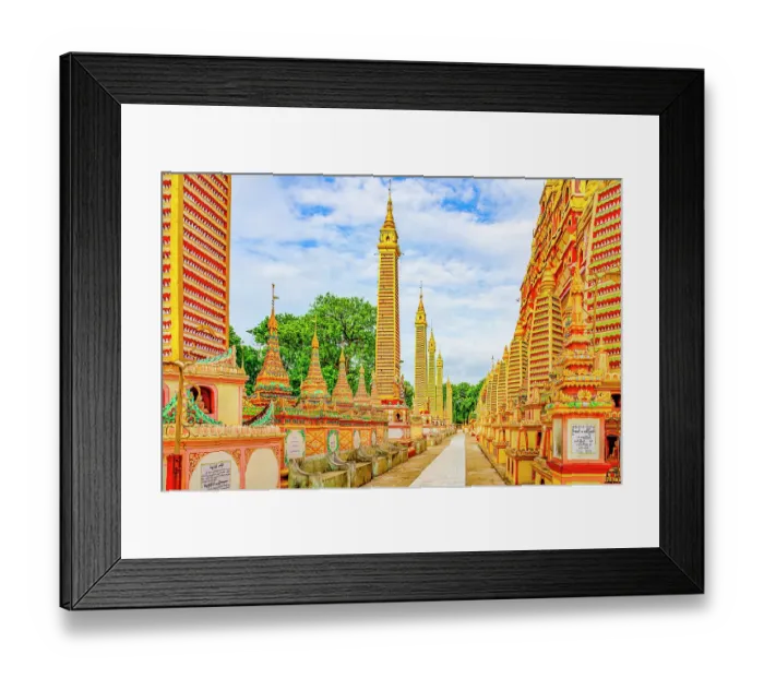 Framed Print : Mohnyin Thambuddhei Paya, Monywa, Myanmar. Wide angle, landscape view of Buddhist temple built in 1300, with thousands of Buddha statues Framed Print : Mohnyin Thambuddhei Paya, Monywa, Myanmar. Wide angle, landscape view of Buddhist temple built in 1300, with thousands of Buddha statues