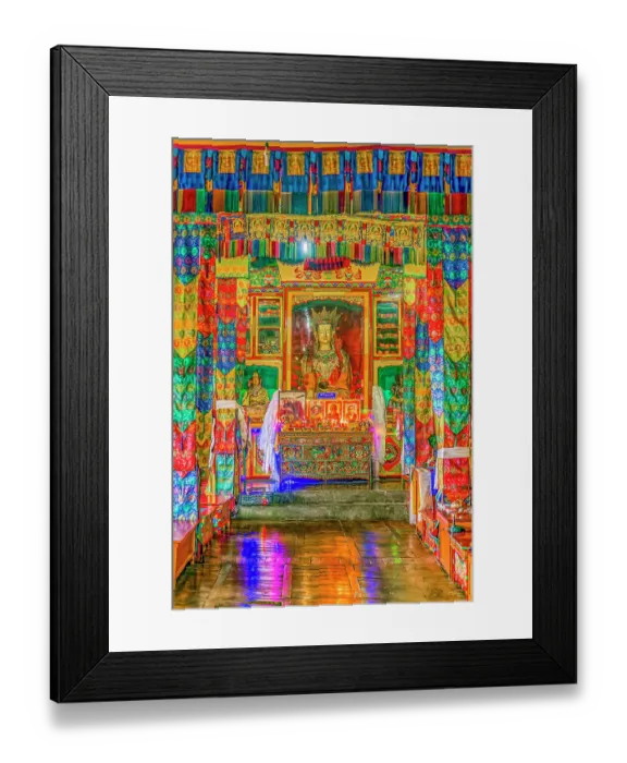Framed Print : Diskit Monastery, Nubra Valley, Ladakh, India. Portrait of Tibetan Buddhist 14th century thangkas in the prayer room Framed Print : Diskit Monastery, Nubra Valley, Ladakh, India. Portrait of Tibetan Buddhist 14th century thangkas in the prayer room