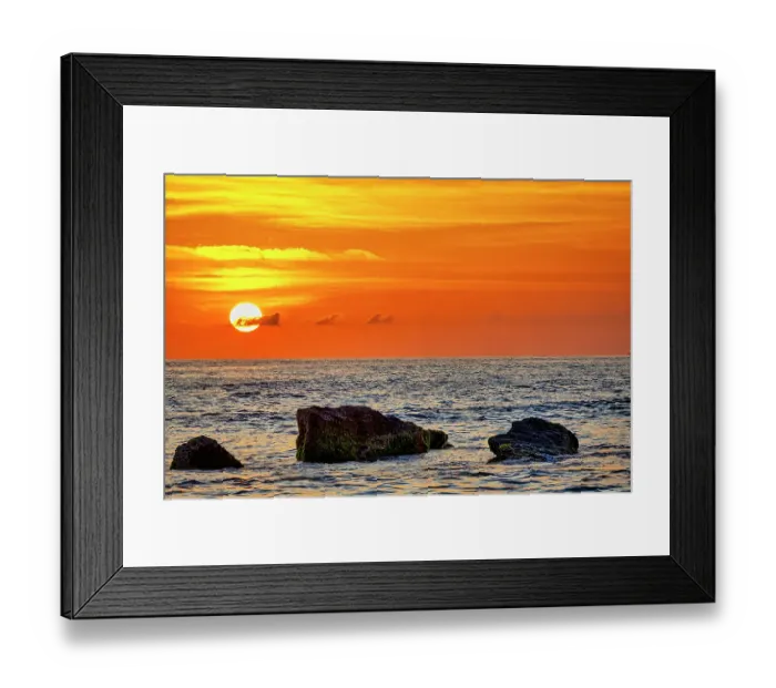 Framed Print : Bali, sunset and high tide