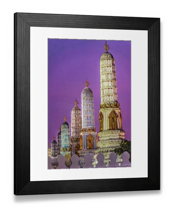 Framed Print : Colorful sunset Grand Palace, Bangkok, Thailand. Was home of King of Thailand. Prangs represents different Buddhist Sects Framed Print : Colorful sunset Grand Palace, Bangkok, Thailand. Was home of King of Thailand. Prangs represents different Buddhist Sects