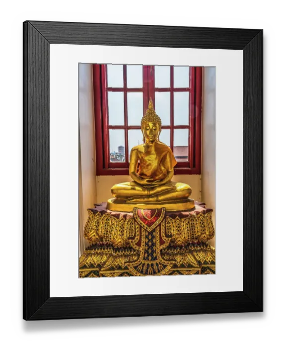 Framed Print : Golden Buddha Loha Prasat, Wat Ratchanatdaram, Worawihan, Bangkok, Thailand. Hall has many buddha statues representing different aspects of Buddhism