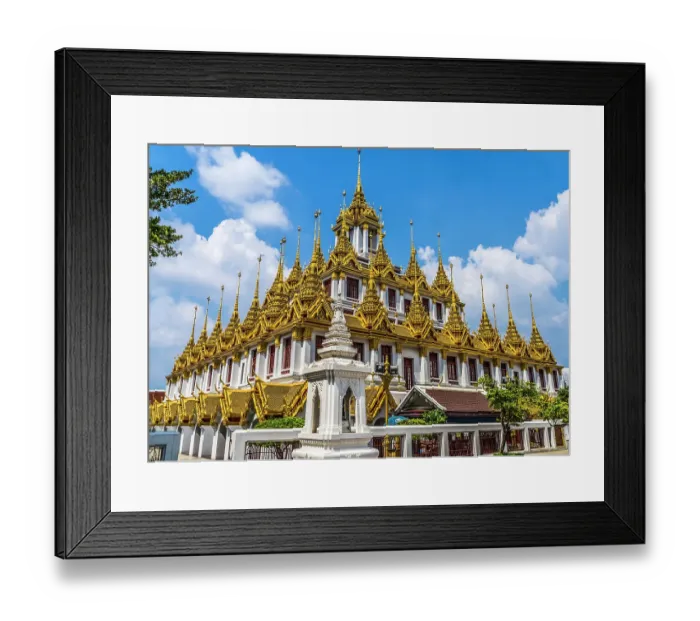 Framed Print : Loha Prasat, Wat Ratchanatdaram, Worawihan, Bangkok, Thailand. Built 1846. 37 Spires for 37 Buddhist virtues to reach enlightenment