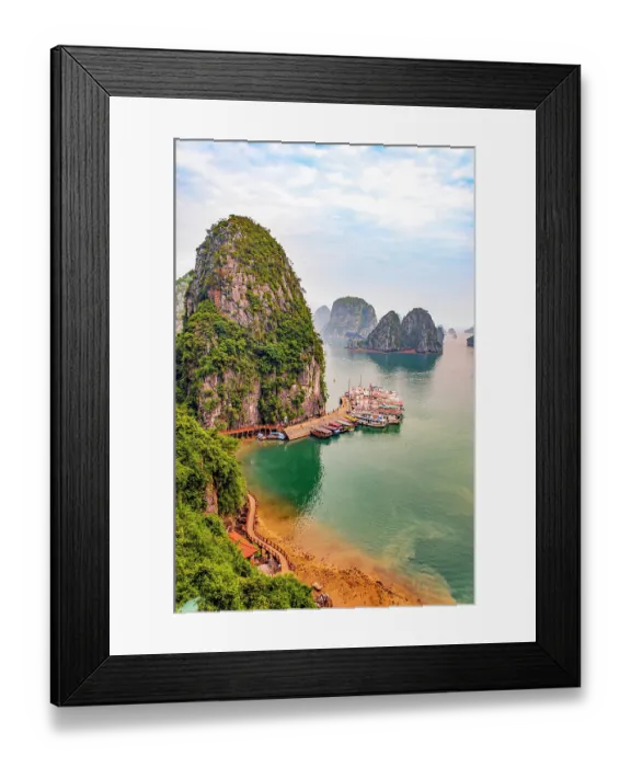 Framed Print : Ha Long Bay, Sung Sot, Surprise Cave, Vietnam. Wide angle vertical view of bay where cave complex is found in the UNESCO Heritage Site Framed Print : Ha Long Bay, Sung Sot, Surprise Cave, Vietnam. Wide angle vertical view of bay where cave complex is found in the UNESCO Heritage Site