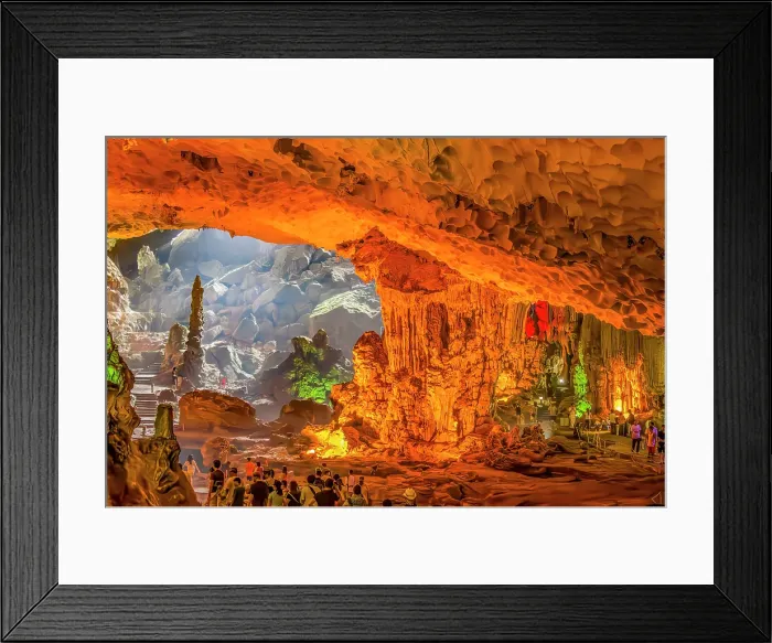 Framed Print : Sung Sot, Surprise Cave, Ha Long Bay, Vietnam. Wide angle view of largest cave on Bo Hon Island, with area over 10, 000 square meters, discovered in 1901 Framed Print : Sung Sot, Surprise Cave, Ha Long Bay, Vietnam. Wide angle view of largest cave on Bo Hon Island, with area over 10, 000 square meters, discovered in 1901