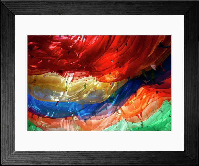 Framed Print : Tibet, Kham, Tagong. Interior view of a cone of prayer flags Framed Print : Tibet, Kham, Tagong. Interior view of a cone of prayer flags