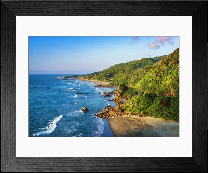 Framed Print : West Coast view from Irimahuwhero Lookout, Paparoa National Park, Punakaiki, New Zealand Framed Print : West Coast view from Irimahuwhero Lookout, Paparoa National Park, Punakaiki, New Zealand