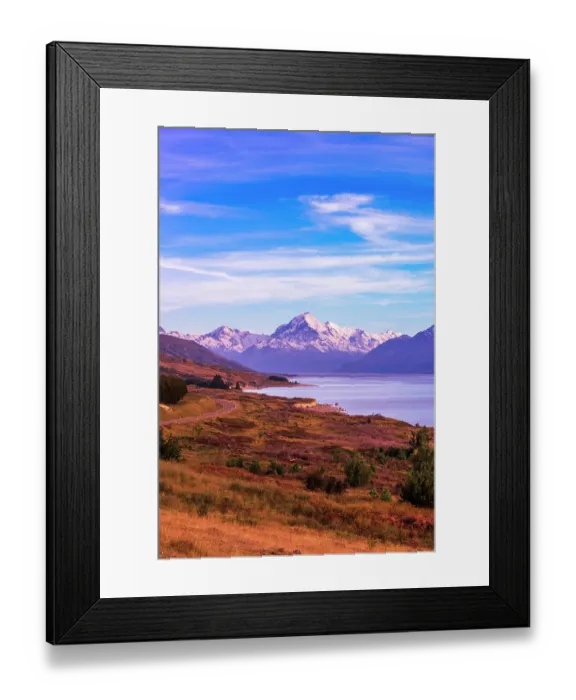 Framed Print : Mount Cook above Lake Pukaki, Aoraki Mount Cook National Park, South Island, New Zealand