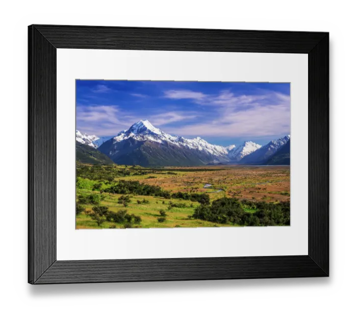 Framed Print : Morning light on Mount Cook, Aoraki Mount Cook National Park, South Island, New Zealand