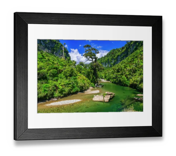 Framed Print : The Pororari River, Paparoa National Park, Punakaiki, New Zealand