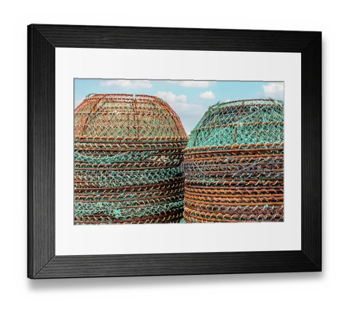 Framed Print : Quebec, Sept-Iles, Canada. Fishing nets