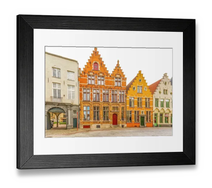 Framed Print : Bruges, Belgium. Wide angle landscape of cobbled streets and medieval buildings which make it a famous UNESCO tourist attraction Framed Print : Bruges, Belgium. Wide angle landscape of cobbled streets and medieval buildings which make it a famous UNESCO tourist attraction