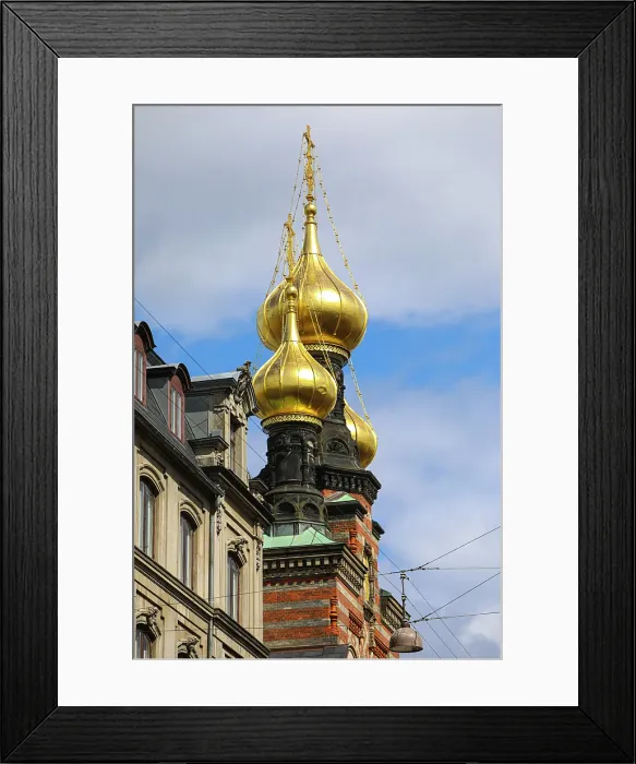 Framed Print : Copenhagen, Denmark. St. Alexander Nevsky Church gold domes