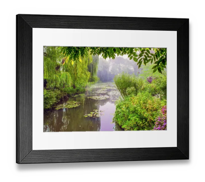 Framed Print : Giverny, France. Landscape view of Claude Monet's Japanese water gardens in the village of Giverny Framed Print : Giverny, France. Landscape view of Claude Monet's Japanese water gardens in the village of Giverny