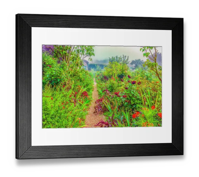 Framed Print : Giverny, France. Wide angle landscape view of Claude Monet's house and flower gardens in the village of Giverny Framed Print : Giverny, France. Wide angle landscape view of Claude Monet's house and flower gardens in the village of Giverny