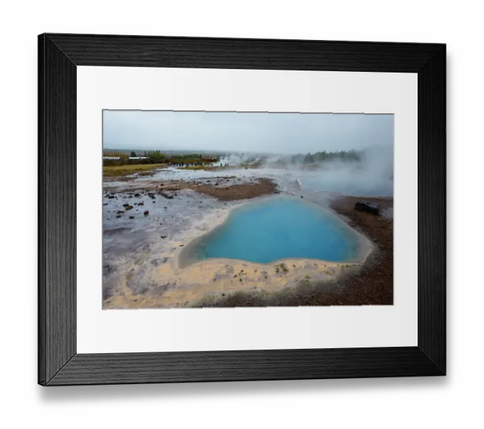 Framed Print : Haukadalur Valley, Iceland. Blue pools of geothermal water at the Strokkur geyser in the Haukadalur valley, Iceland