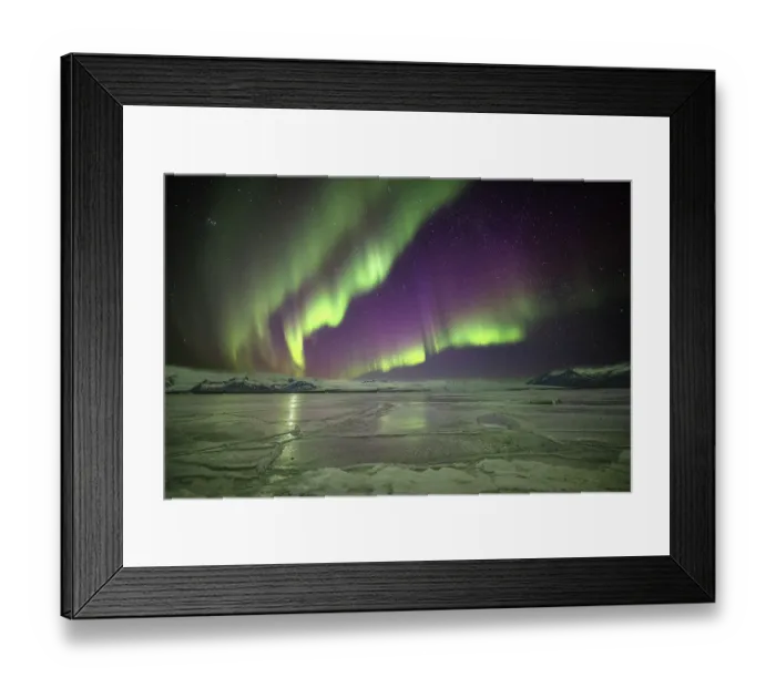 Framed Print : Iceland, Jokulsarlon Glacier Lagoon, Aurora Borealis