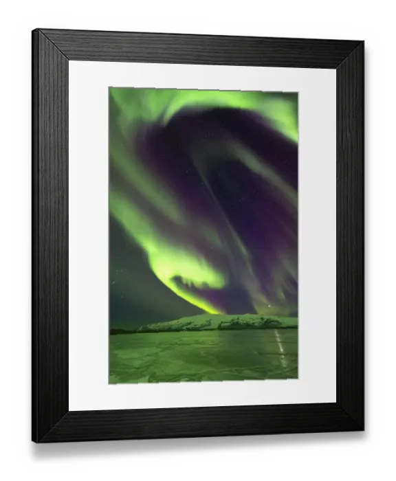 Framed Print : Iceland, Jokulsarlon Glacier Lagoon, Aurora Borealis