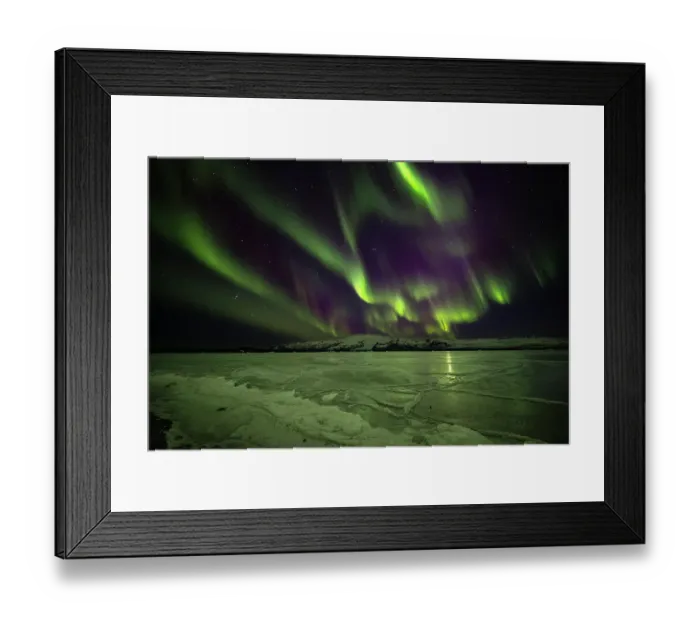 Framed Print : Iceland, Jokulsarlon Glacier Lagoon, Aurora Borealis