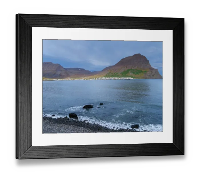Framed Print : Iceland, Bolungarvik at fjord Isafjardardjup. The Westfjords (Vestfirdir) during autumn
