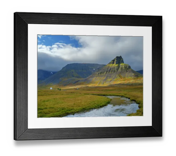 Framed Print : Iceland. Keldudalur and Gjalpardalur in Dyrafjordur during autumn