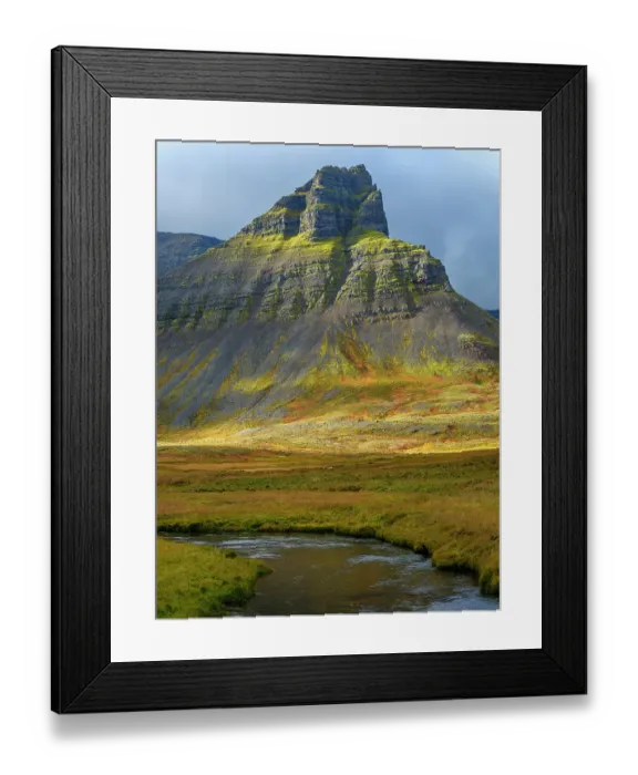 Framed Print : Iceland. Keldudalur and Gjalpardalur in Dyrafjordur during autumn
