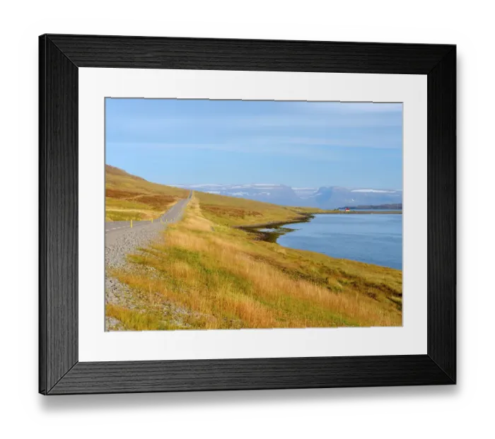 Framed Print : Iceland. Landscape in fjord Seydisfjordur with church Eyri during autumn