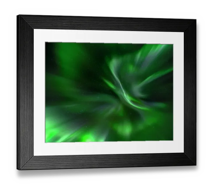 Framed Print : Iceland. Northern Lights over Isafjordur, the capital of the Westfjords during autumn