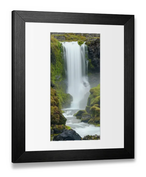 Framed Print : Iceland. Waterfall Dynjandi in Borgarfjordur during autumn
