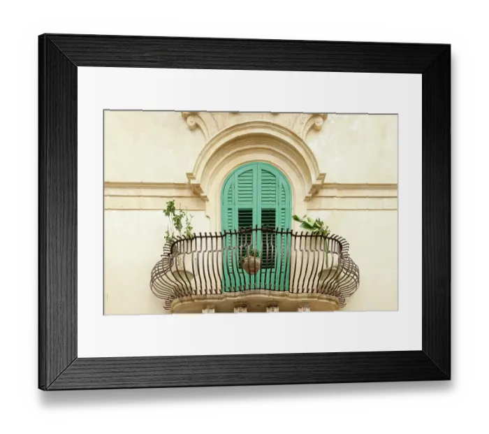 Framed Print : Noto, Sicily. Charming old window and terrace on a home. (Editorial Use Only) Framed Print : Noto, Sicily. Charming old window and terrace on a home. (Editorial Use Only)
