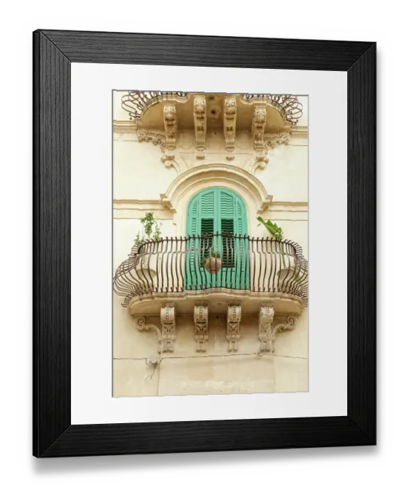 Framed Print : Noto, Sicily. Charming old window and terrace on a home. (Editorial Use Only) Framed Print : Noto, Sicily. Charming old window and terrace on a home. (Editorial Use Only)