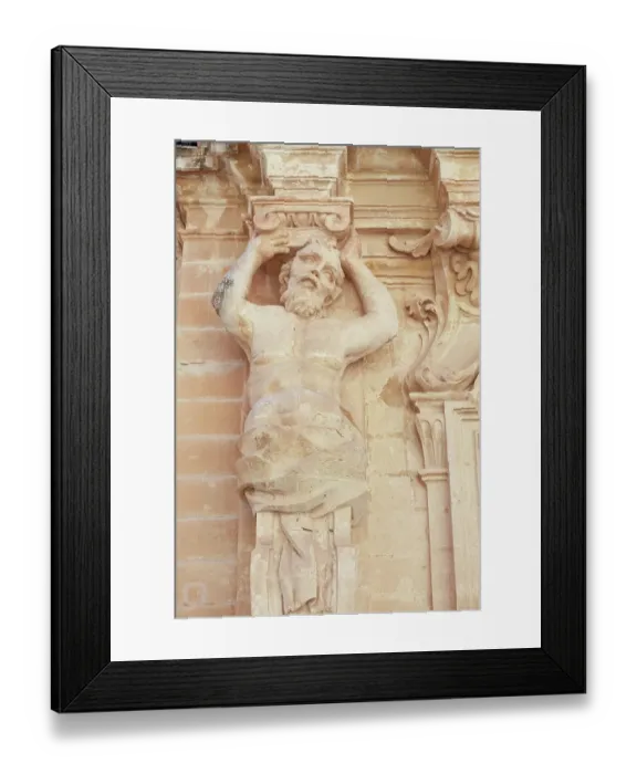 Framed Print : Mdina, Malta. Old stone carving graces a building in Valetta Framed Print : Mdina, Malta. Old stone carving graces a building in Valetta