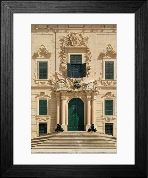 Framed Print : Valetta, Malta. Government building with ancient canons lined up in front of the entry Framed Print : Valetta, Malta. Government building with ancient canons lined up in front of the entry