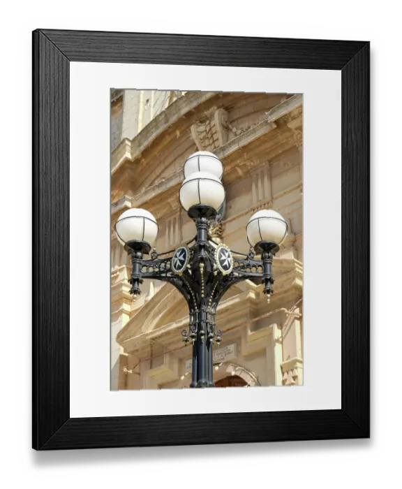 Framed Print : Rabat, Malta. Old street lamp in front of the Basilica of St. Paul's Framed Print : Rabat, Malta. Old street lamp in front of the Basilica of St. Paul's