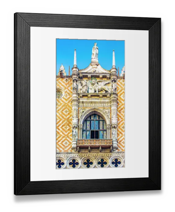 Framed Print : Via Porta del Frumento, Doge's Palace, Venice, Italy. Close-up portrait of carvings and statues above the entrance to 14th Century Forage Gateway of the palace of the leader of Venice Framed Print : Via Porta del Frumento, Doge's Palace, Venice, Italy. Close-up portrait of carvings and statues above the entrance to 14th Century Forage Gateway of the palace of the leader of Venice