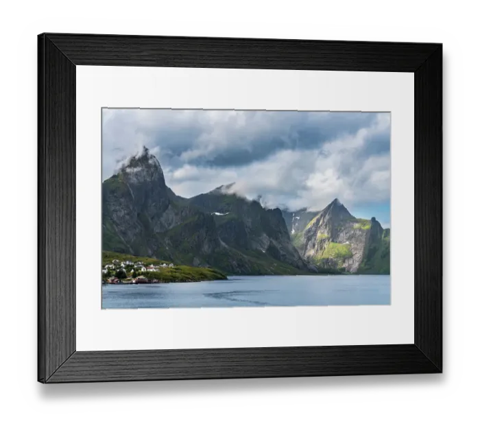 Framed Print : Norway, Hamnoy. Fishing village houses and mountains. ©Don Grall / Jaynes Gallery / DanitaDelimont.com Framed Print : Norway, Hamnoy. Fishing village houses and mountains. ©Don Grall / Jaynes Gallery / DanitaDelimont.com