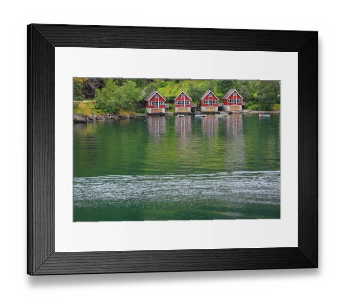 Framed Print : Norway. Red boathouses Framed Print : Norway. Red boathouses