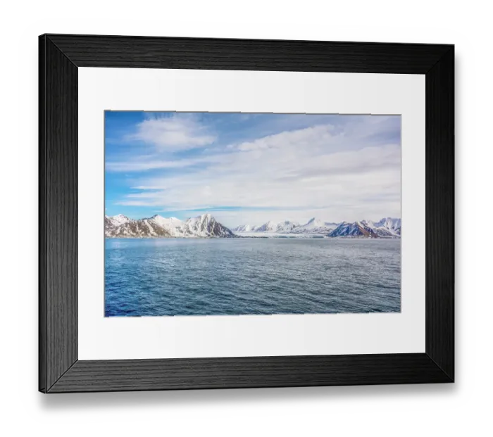 Framed Print : Arctic Ocean, Svalbard Islands. Landscape view of glacier among icy islands in the Svalbard Archipelago
