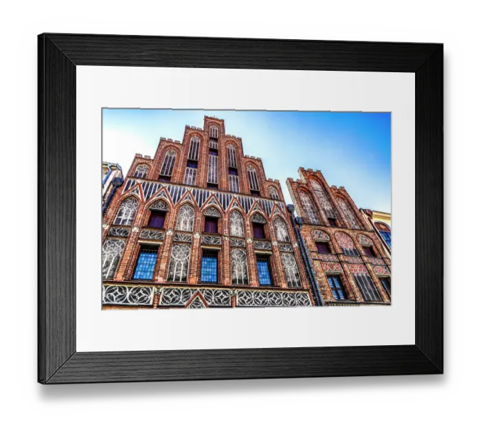Framed Print : Copernicus House facade, Torun, Poland. Birthplace in 1453 of Nicolaus Copernicus, Scientist who discovered Solar System