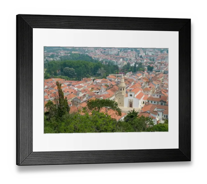 Framed Print : Tomar, Portugal. View of the village rooftops from the Tomar castle