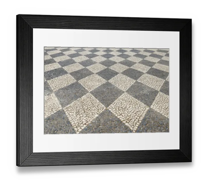 Framed Print : Tomar, Portugal. Typical patterned cobblestone walkways Framed Print : Tomar, Portugal. Typical patterned cobblestone walkways